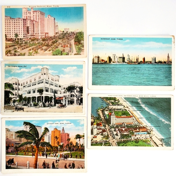 Miami Beach, Flordia Vintage Linen White Label Postcard Lot
